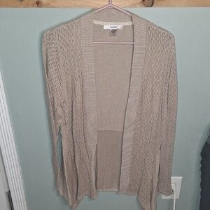 TanJay Beige Textured Open Cardigan